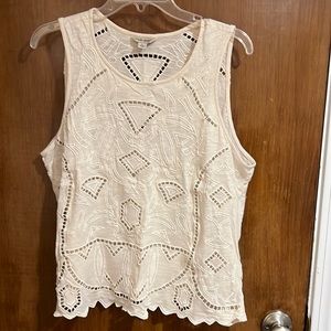 Lucky brand cut out embroidered tank top. 100% cotton.